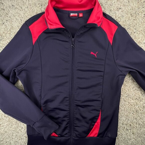 PUMA Track Jacket Women's Medium Full Zip Long Sleeve Red/pink Purple W Logo - Picture 1 of 14